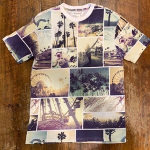 H&M HM Coachella graphic palm Short Sleeve Tee T-shirt Ombré art XS